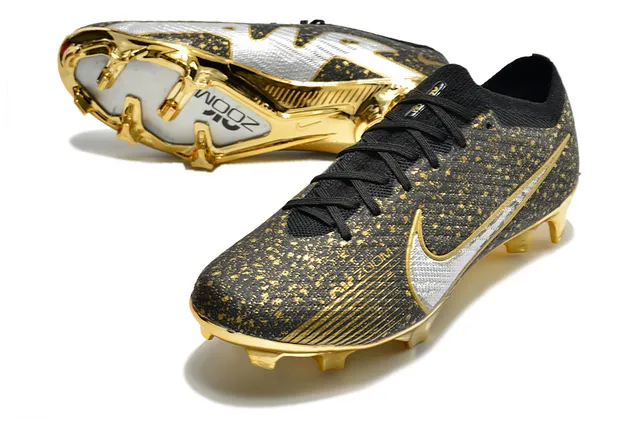 Nike Chaussures de football Blanc Or Bas Fond Tissu Supérieur Plaque Semelle Métallique Sol Ferme 10