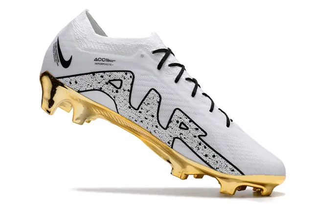 Nike Chaussures de football Blanc Or Bas Fond Tissu Supérieur Plaque Semelle Métallique Sol Ferme 19