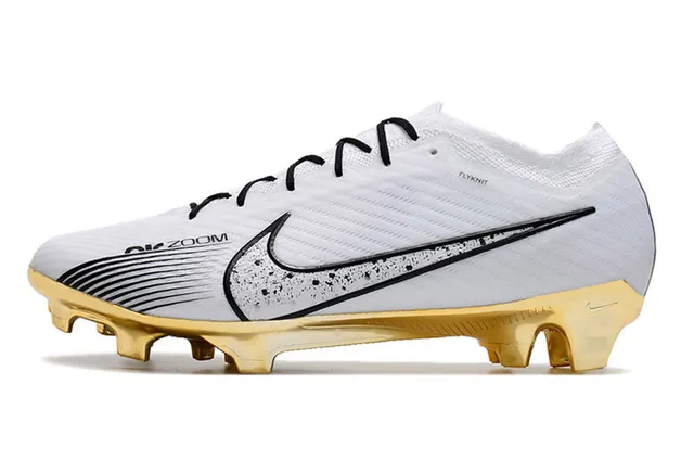 Nike Chaussures de football Blanc Or Bas Fond Tissu Supérieur Plaque Semelle Métallique Sol Ferme 21