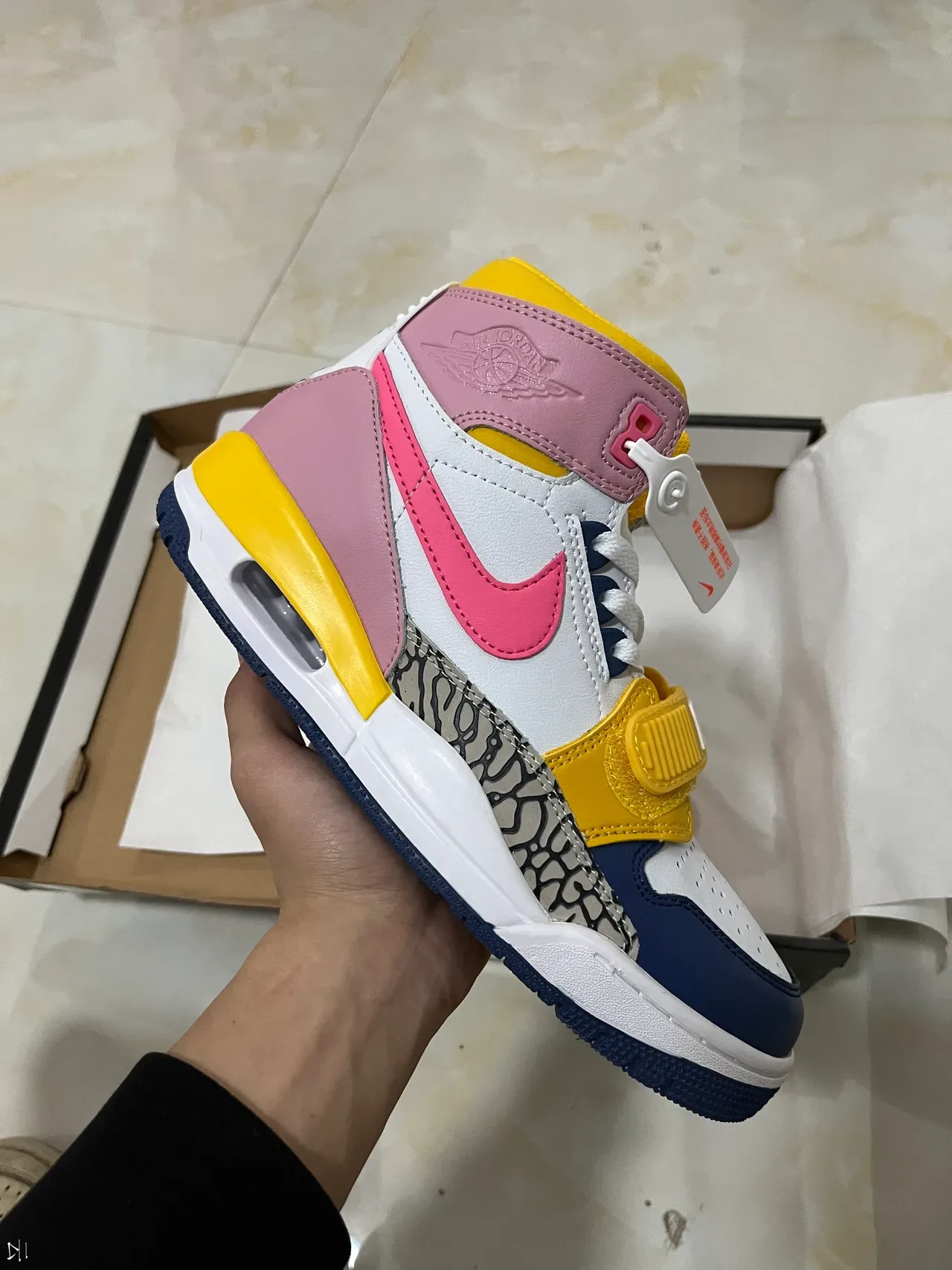 Nike White Multicolor High-Top Multi-Panel Construction Basketball Shoes 1