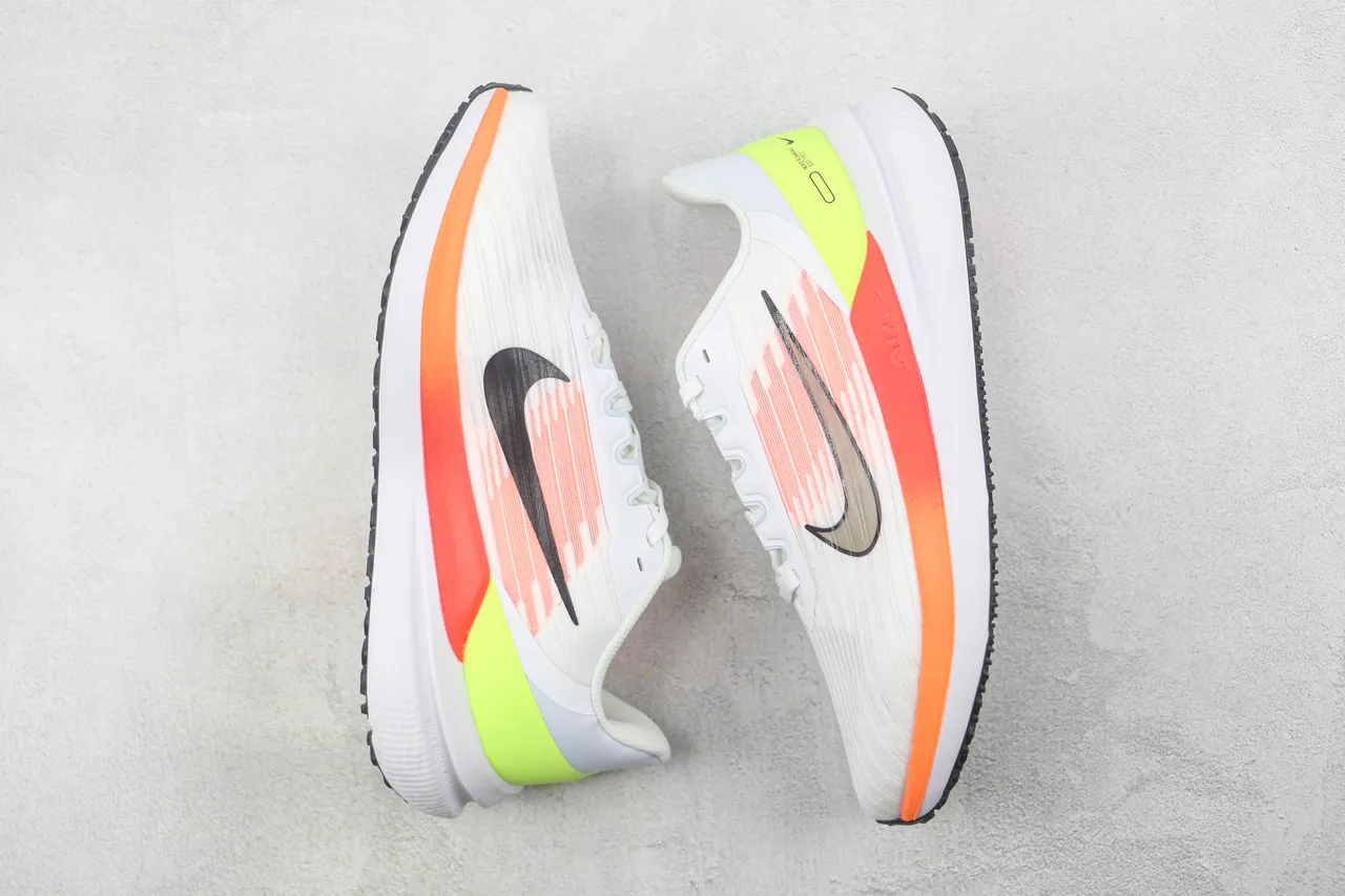 Nike White Orange Engineered Mesh Upper Ribbed Texture Running Shoes 2