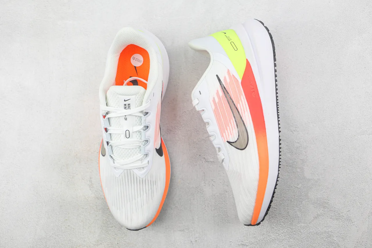 Nike White Orange Engineered Mesh Upper Ribbed Texture Running Shoes 3