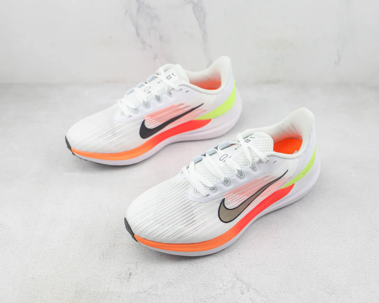 Nike White Orange Engineered Mesh Upper Ribbed Texture Running Shoes 4