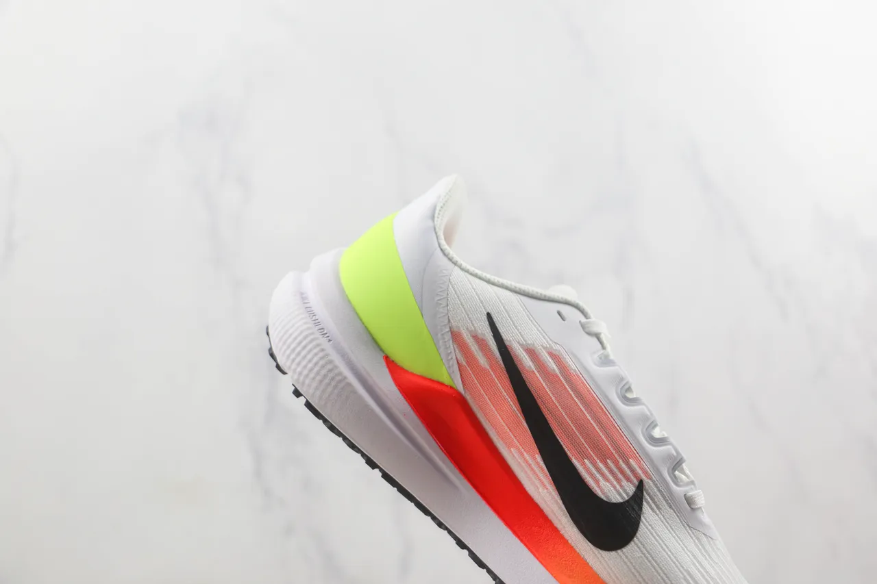 Nike White Orange Engineered Mesh Upper Ribbed Texture Running Shoes 5