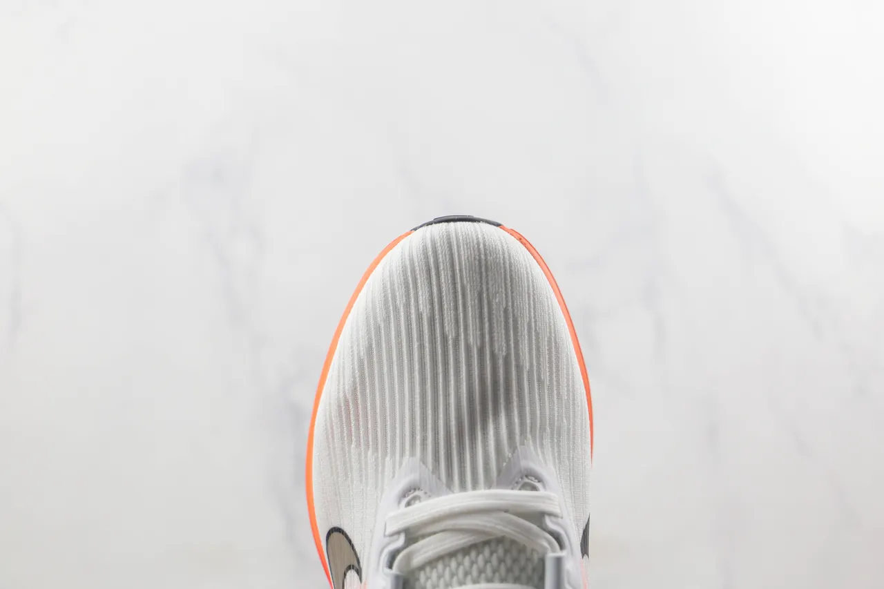 Nike White Orange Engineered Mesh Upper Ribbed Texture Running Shoes 6