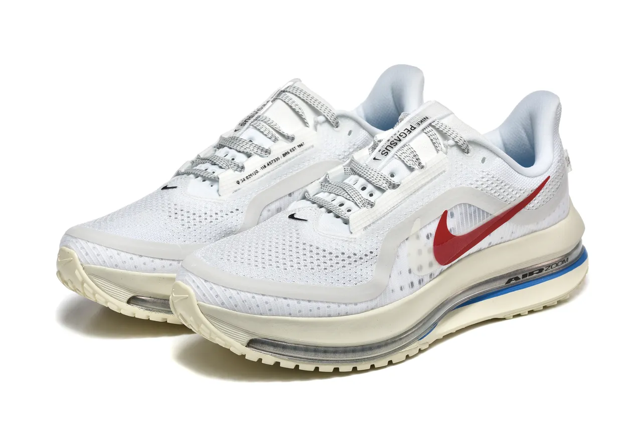Nike White Red Engineered Mesh Upper Full-Length Visible Air Zoom Unit Running Shoes 3