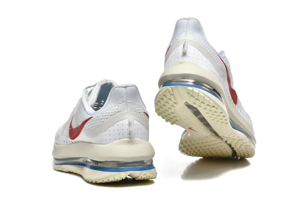 Nike White Red Engineered Mesh Upper Full-Length Visible Air Zoom Unit Running Shoes 4