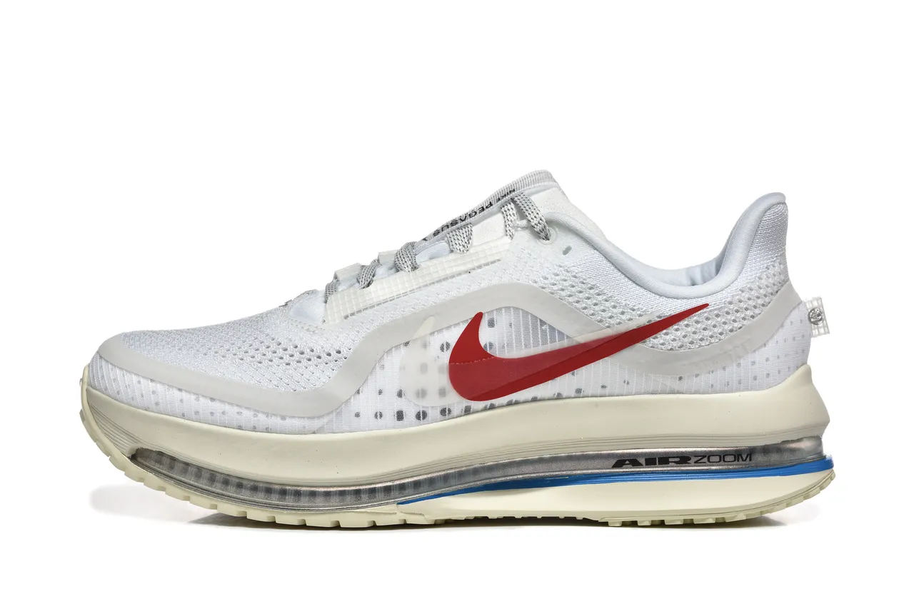 Nike White Red Engineered Mesh Upper Full-Length Visible Air Zoom Unit Running Shoes 5