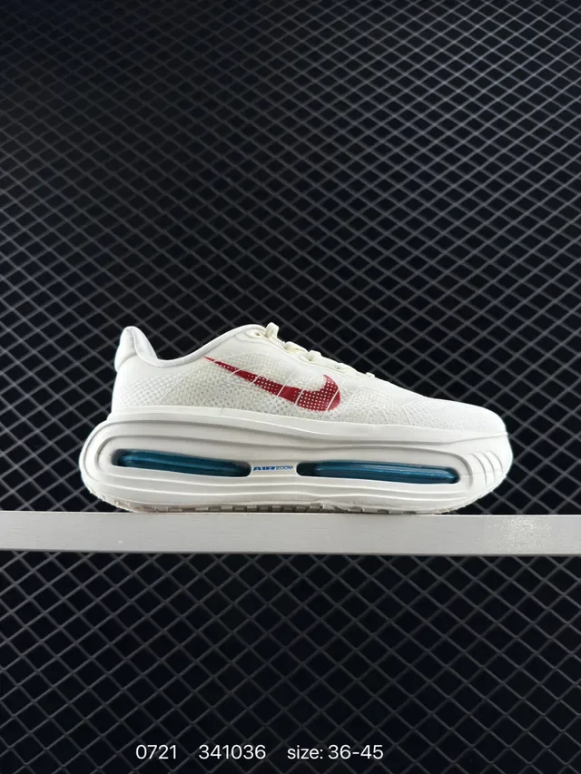 Nike White Red Knit Mesh Upper Visible Air Zoom Cushioning Lifestyle Sneakers 5
