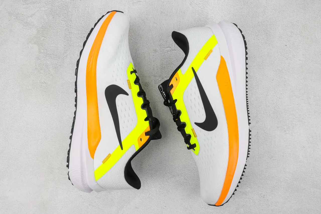 Nike White Yellow Breathable Mesh Upper Neon And Orange Accents Running Shoes 2