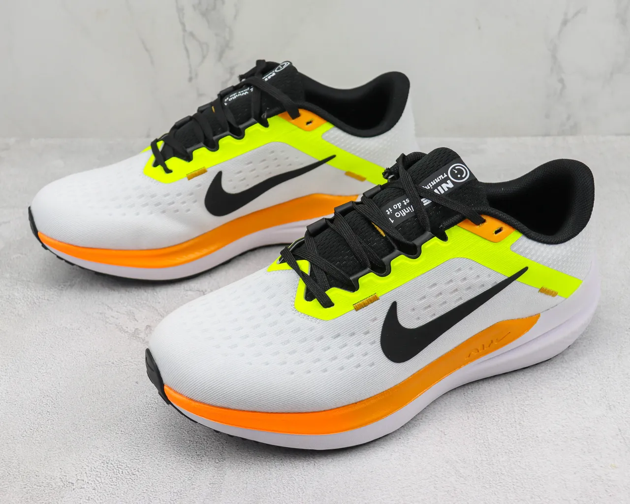 Nike White Yellow Breathable Mesh Upper Neon And Orange Accents Running Shoes 4