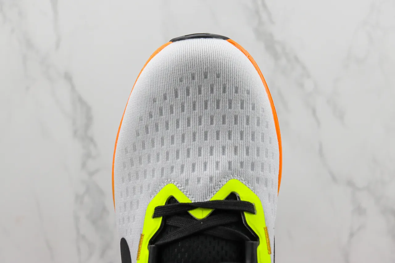 Nike White Yellow Breathable Mesh Upper Neon And Orange Accents Running Shoes 6
