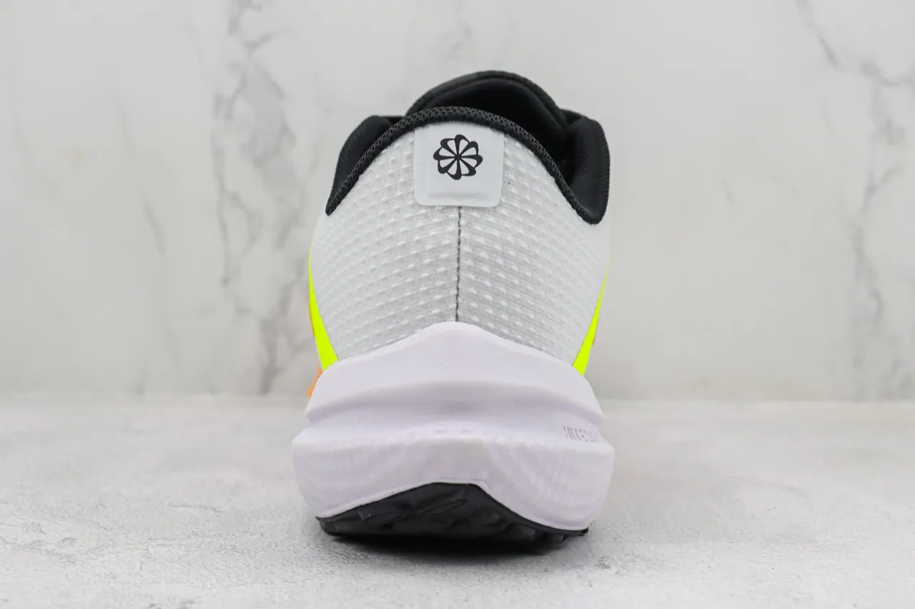 Nike White Yellow Breathable Mesh Upper Neon And Orange Accents Running Shoes 9