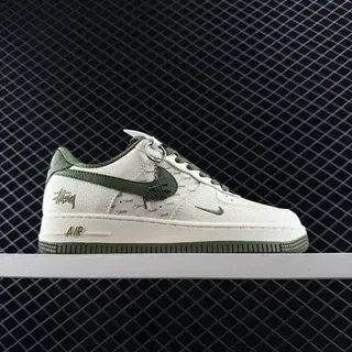 Nike x Stussy Air Force 1 Low ऑलिव ग्रीन और ऑफ-व्हाइट लाइफस्टाइल स्नीकर्स