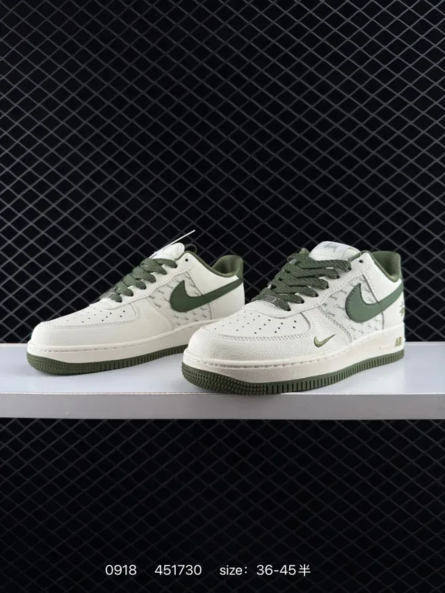 Nike x Stussy Air Force 1 Low Olive Green and Off-White Lifestyle Sneakers 2