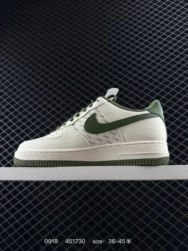 Nike x Stussy Air Force 1 Low Olive Green and Off-White Lifestyle Sneakers 5
