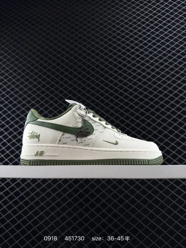 Nike x Stussy Air Force 1 Low Olive Green and Off-White Lifestyle Sneakers 6
