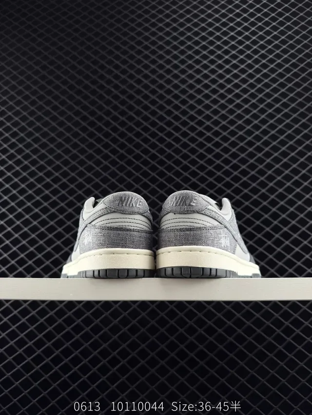 Nike x Stussy Dunk Low Gray Textured Upper Lifestyle Sneakers 4