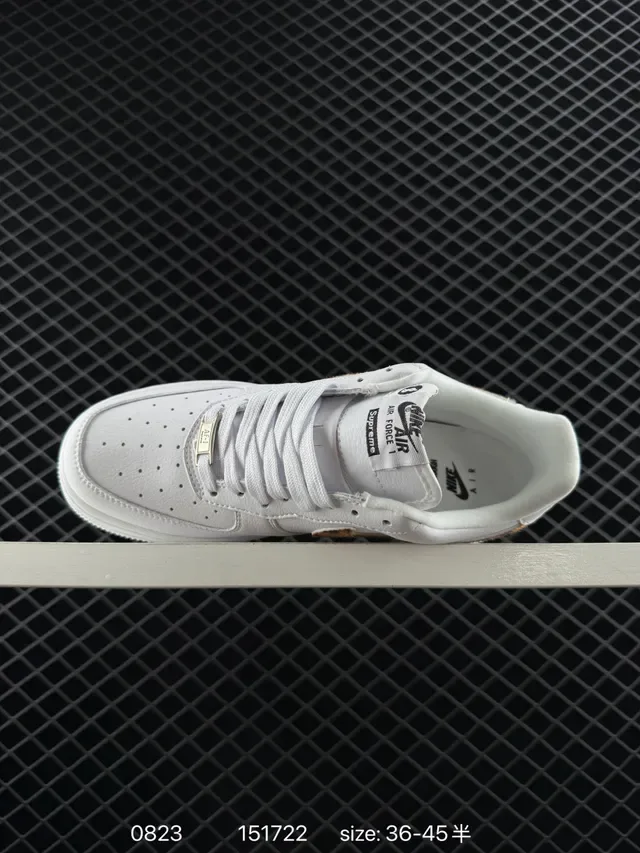 Nike x Supreme Air Force 1 Low White Leopard Swoosh Lifestyle Sneakers 4