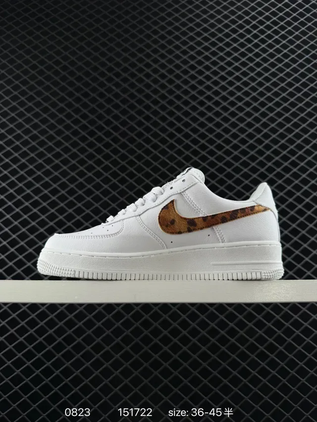 Nike x Supreme Air Force 1 Low White Leopard Swoosh Lifestyle Sneakers 5