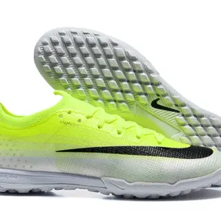 Nike Yellow Black Knit Gradient Upper Swoosh Stripe Turf Soccer Shoes