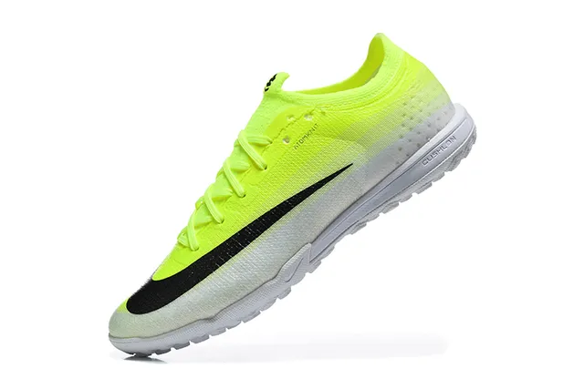 Nike Jaune Noir Tricot Dégradé Supérieur Rayures Swoosh Turf Chaussures de Football 4