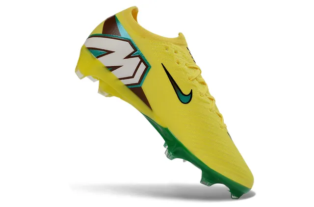 Nike Yellow Green Flyknit Upper Low-Cut Sock-Fit Collar Firm-Ground Soccer Shoes 2