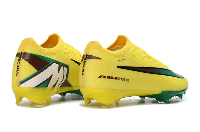 Nike Yellow Green Flyknit Upper Low-Cut Sock-Fit Collar Firm-Ground Soccer Shoes 5