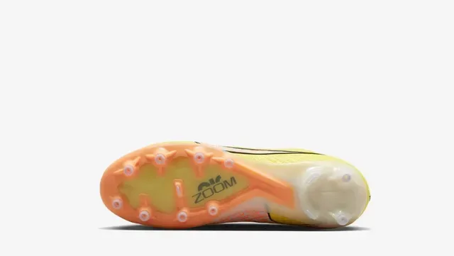 Nike Amarelo Laranja Alto-Corte Superior de Malha Estudos Conicos Solo Firme Sapatos de Futebol 17