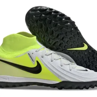 Nike Yellow White High-Top Sock-Fit Collar Synthetic Textured Upper Turf Soccer Shoes