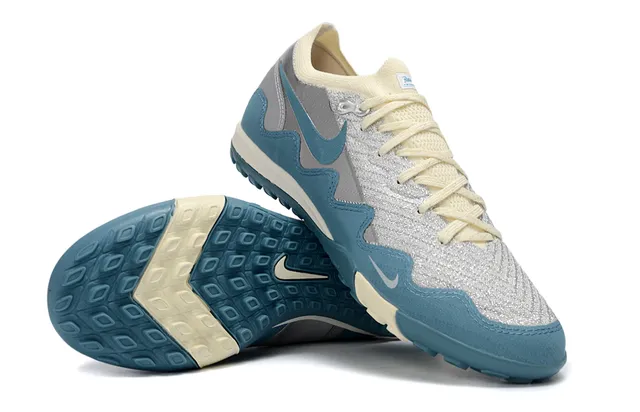 Nike Zoom 2K Blue Silver Wave-Shaped Synthetic Cage Metallic Knit Upper Sneakers 2