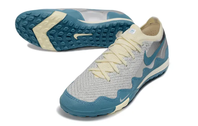 Nike Zoom 2K Blue Silver Wave-Shaped Synthetic Cage Metallic Knit Upper Sneakers 3