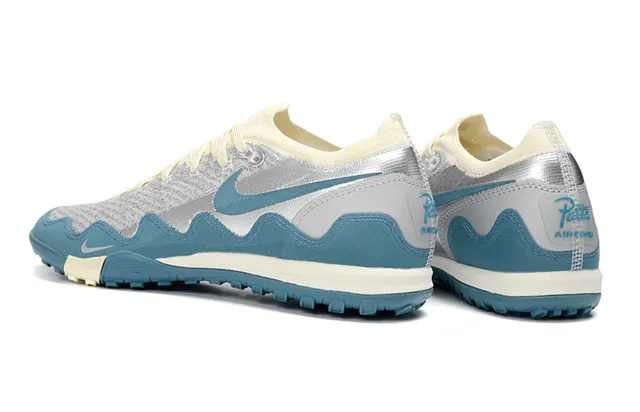 Nike Zoom 2K Blue Silver Wave-Shaped Synthetic Cage Metallic Knit Upper Sneakers 4