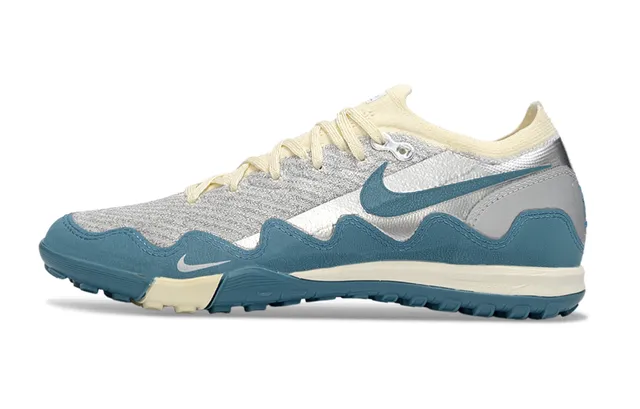 Nike Zoom 2K Blue Silver Wave-Shaped Synthetic Cage Metallic Knit Upper Sneakers 6