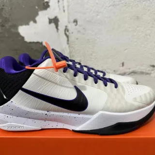 Nike Zoom Kobe IV White Purple Basketball Shoes