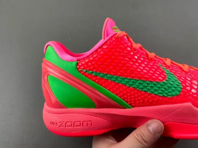 Nike Zoom Kobe VI Bright Red and Neon Green Basketball Shoes 3