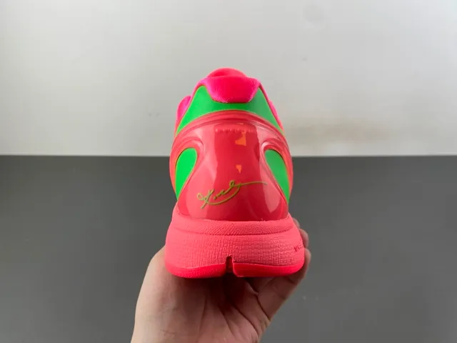 Nike Zoom Kobe VI Bright Red and Neon Green Basketball Shoes 4