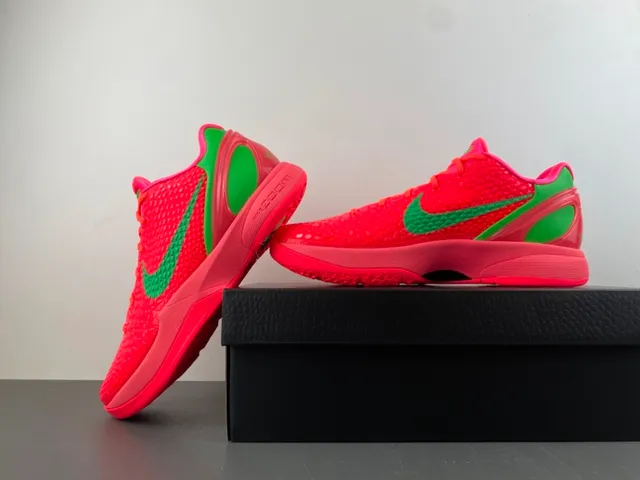 Nike Zoom Kobe VI Bright Red and Neon Green Basketball Shoes 15