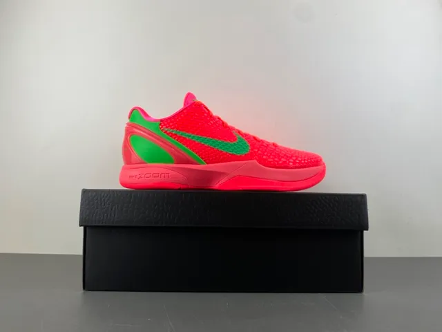 Nike Zoom Kobe VI Bright Red and Neon Green Basketball Shoes 16