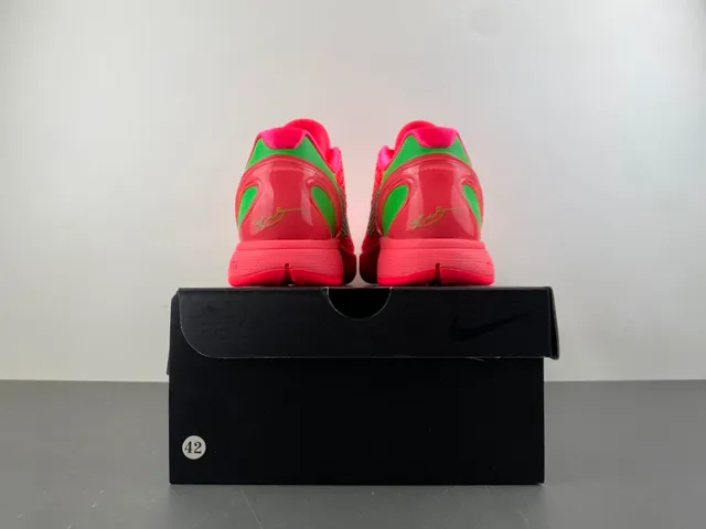 Nike Zoom Kobe VI Bright Red and Neon Green Basketball Shoes 18