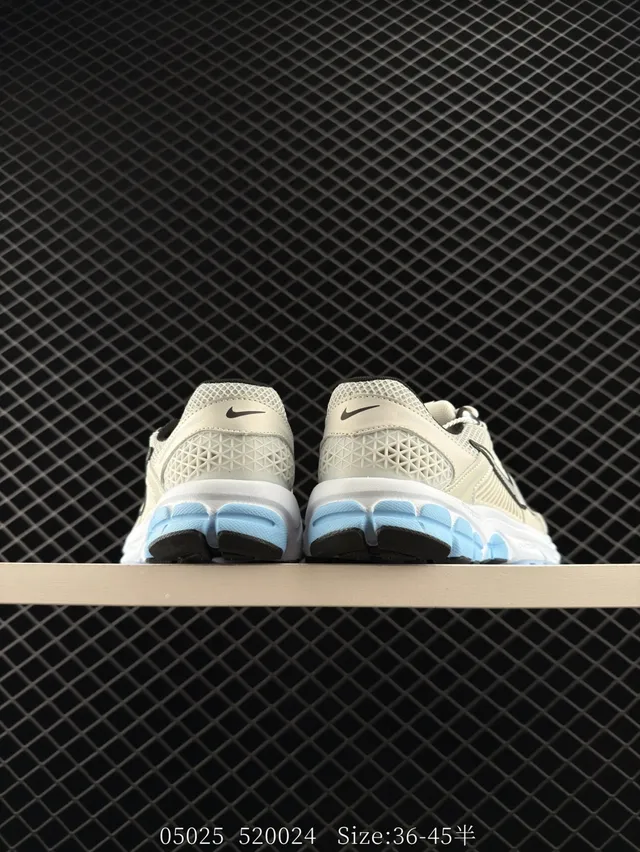 Nike Zoom Vomero 5 Beige Bleu Tige en Maille Cage Géométrique du Talon Chaussures de Course 4