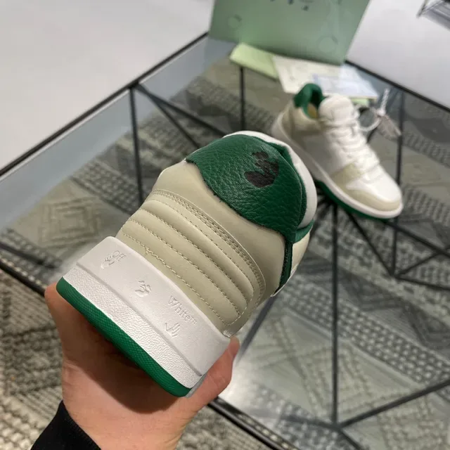 Off-White Arrow Beige Green Paneled Leather Upper Diagonal Motif Lifestyle Sneakers 2