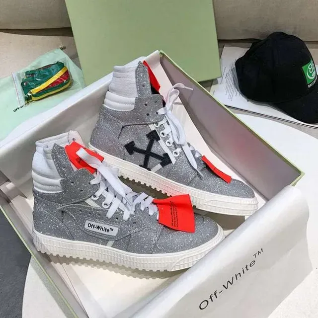 Off-White Arrow High-Top Glitter Silver Lifestyle Sneakers 2