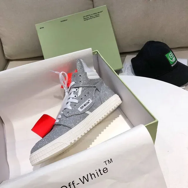 Off-White Arrow High-Top Glitter Silver Lifestyle Sneakers 6
