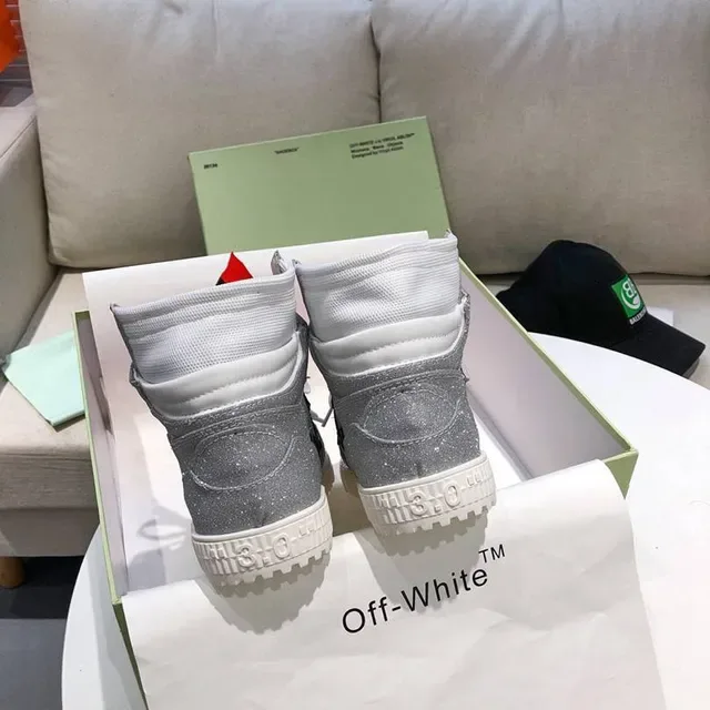 Off-White Arrow High-Top Glitter Silver Lifestyle Sneakers 7