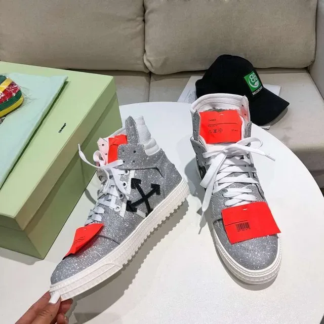 Off-White Arrow High-Top Glitter Silver Lifestyle Sneakers 8