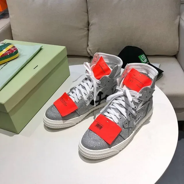 Off-White Arrow High-Top Glitter Silver Lifestyle Sneakers 9