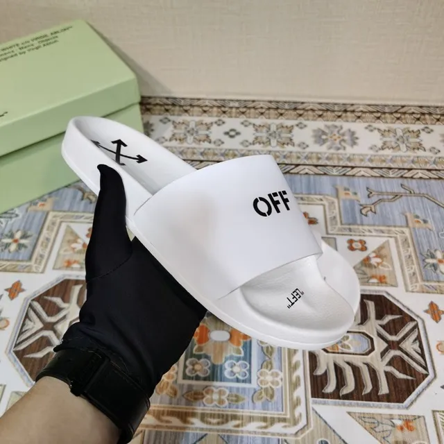 Off-White Black Minimalist Slide-Style Slippers 5