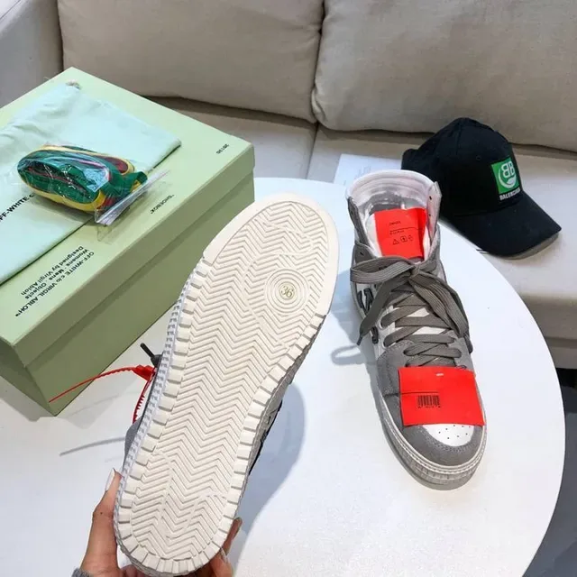 Off-White Flèche Diagonale Gris Blanc Chaussures Lifestyle Hautes 2