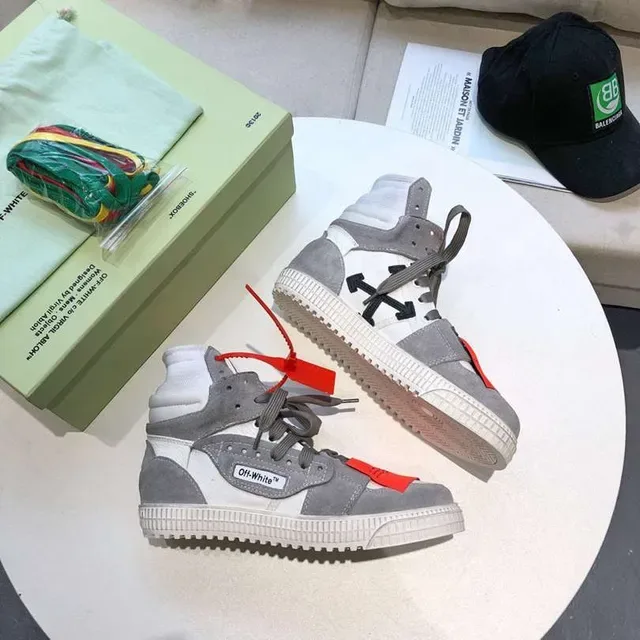 Off-White Flèche Diagonale Gris Blanc Chaussures Lifestyle Hautes 4